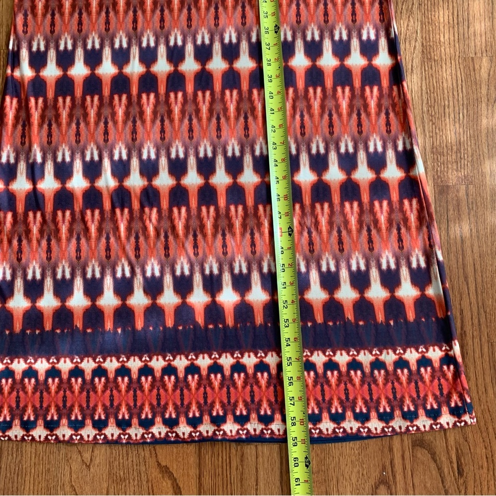 Vix Paula Hermanny Ikat print Peach Pink Cream Blue Jersey Halter Maxi Dress L - Picture 15 of 16